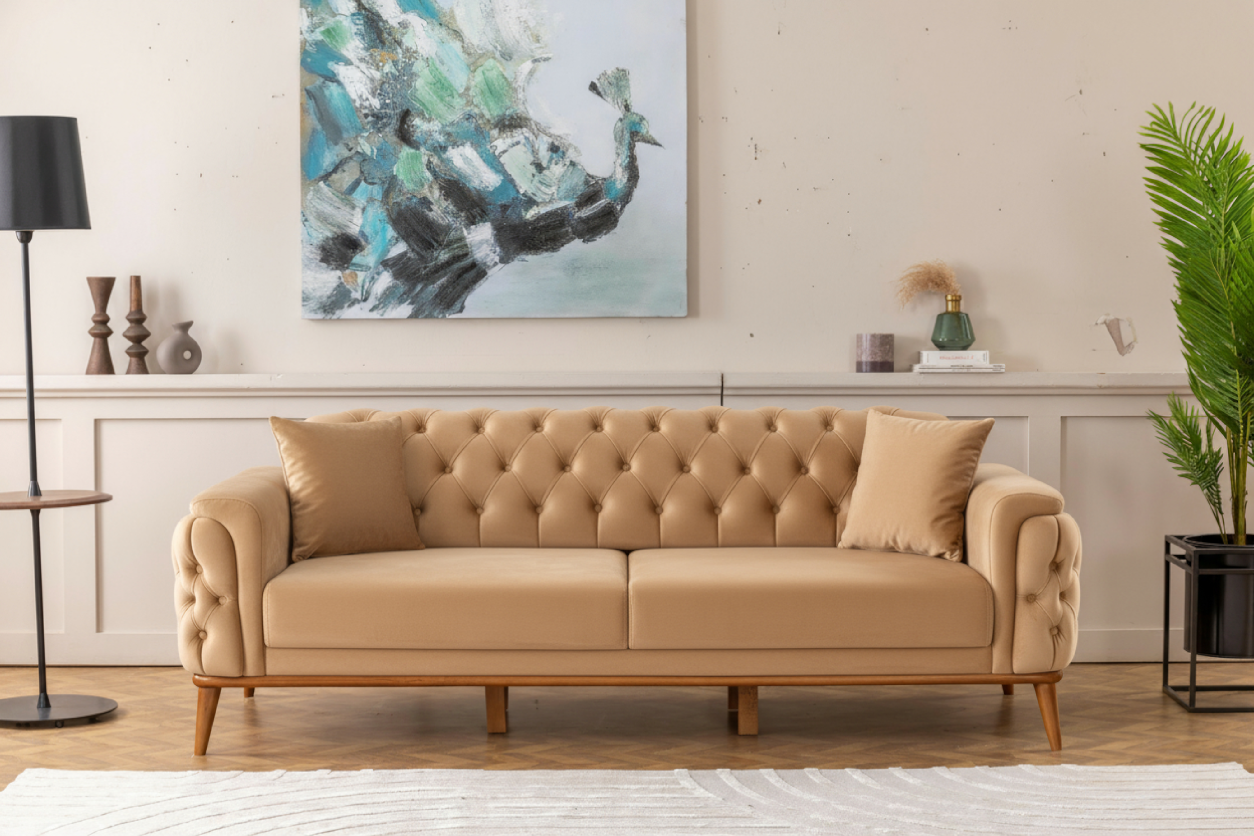 Efes 2'li Koltuk (Ahşap Ayak)