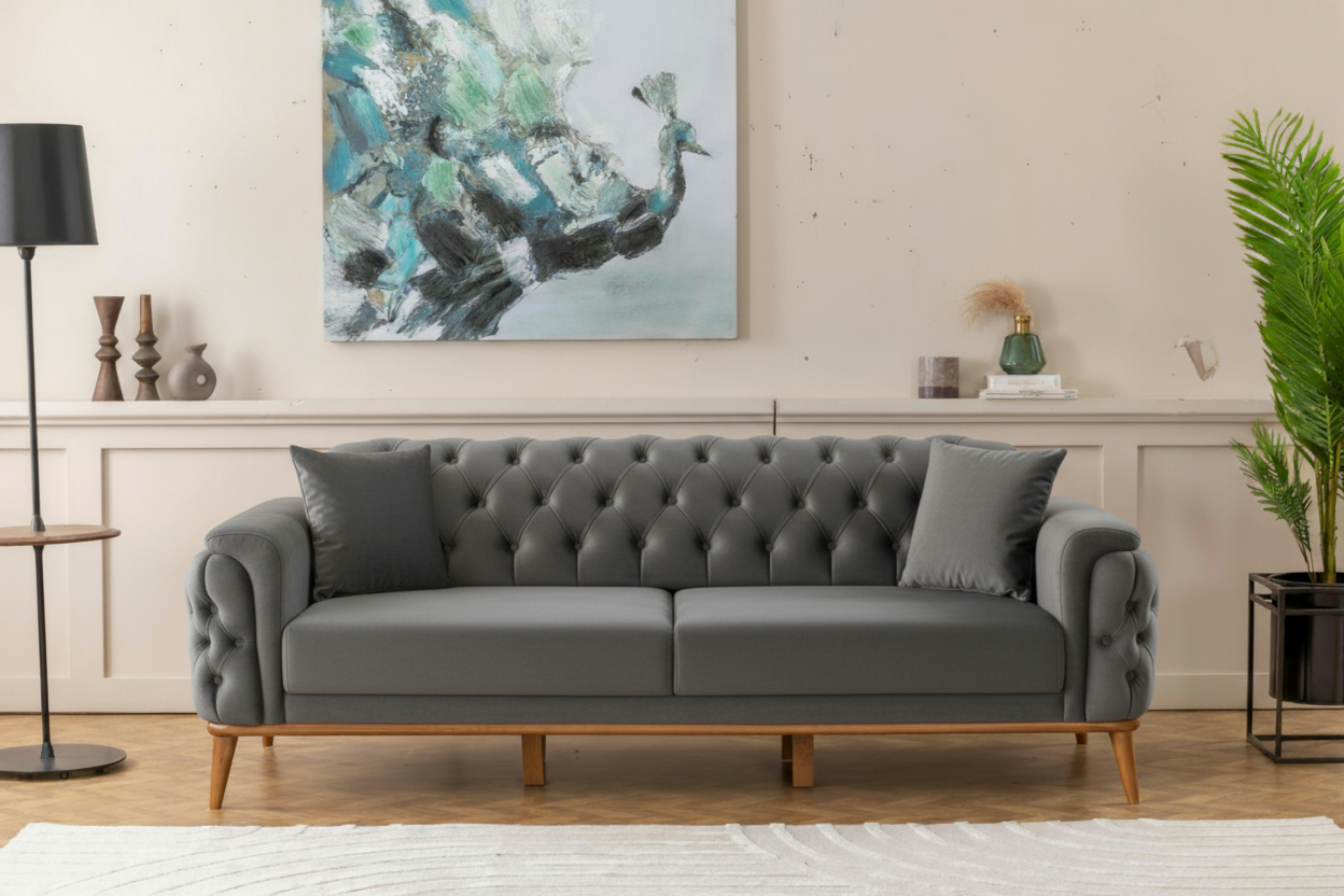 Efes 2'li Koltuk (Ahşap Ayak)