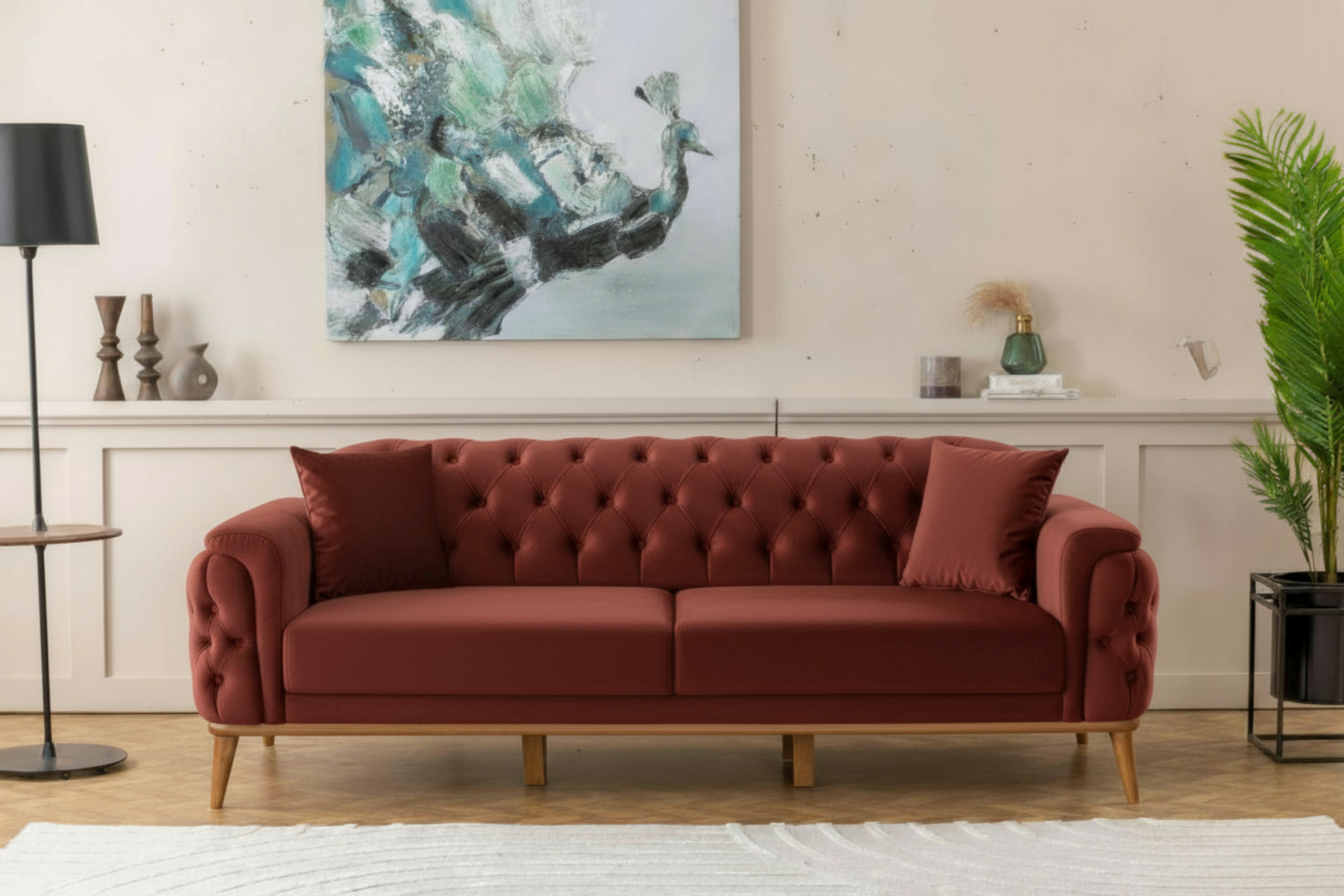 Efes 2'li Koltuk (Ahşap Ayak)