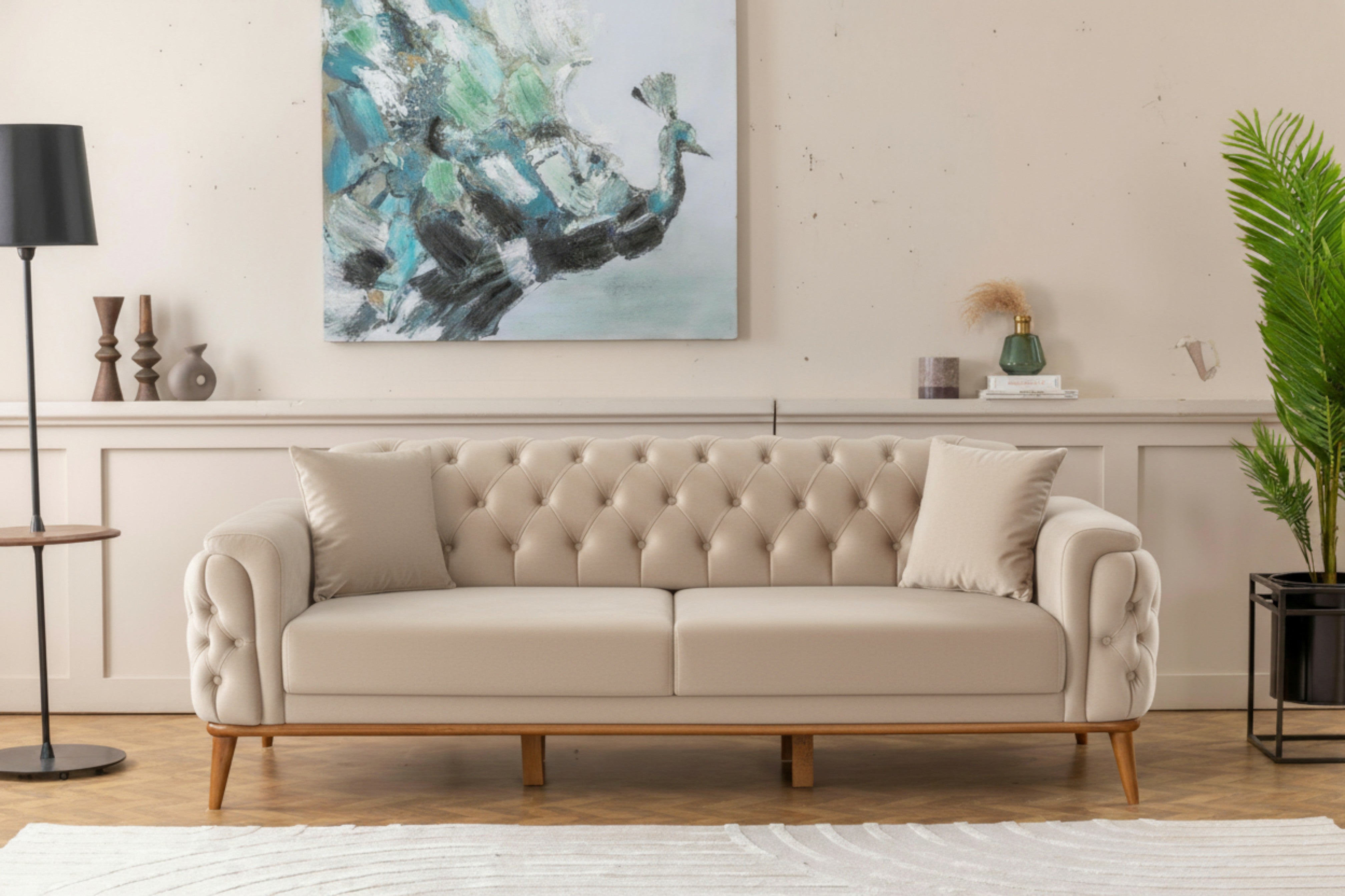 Efes 2'li Koltuk (Ahşap Ayak)