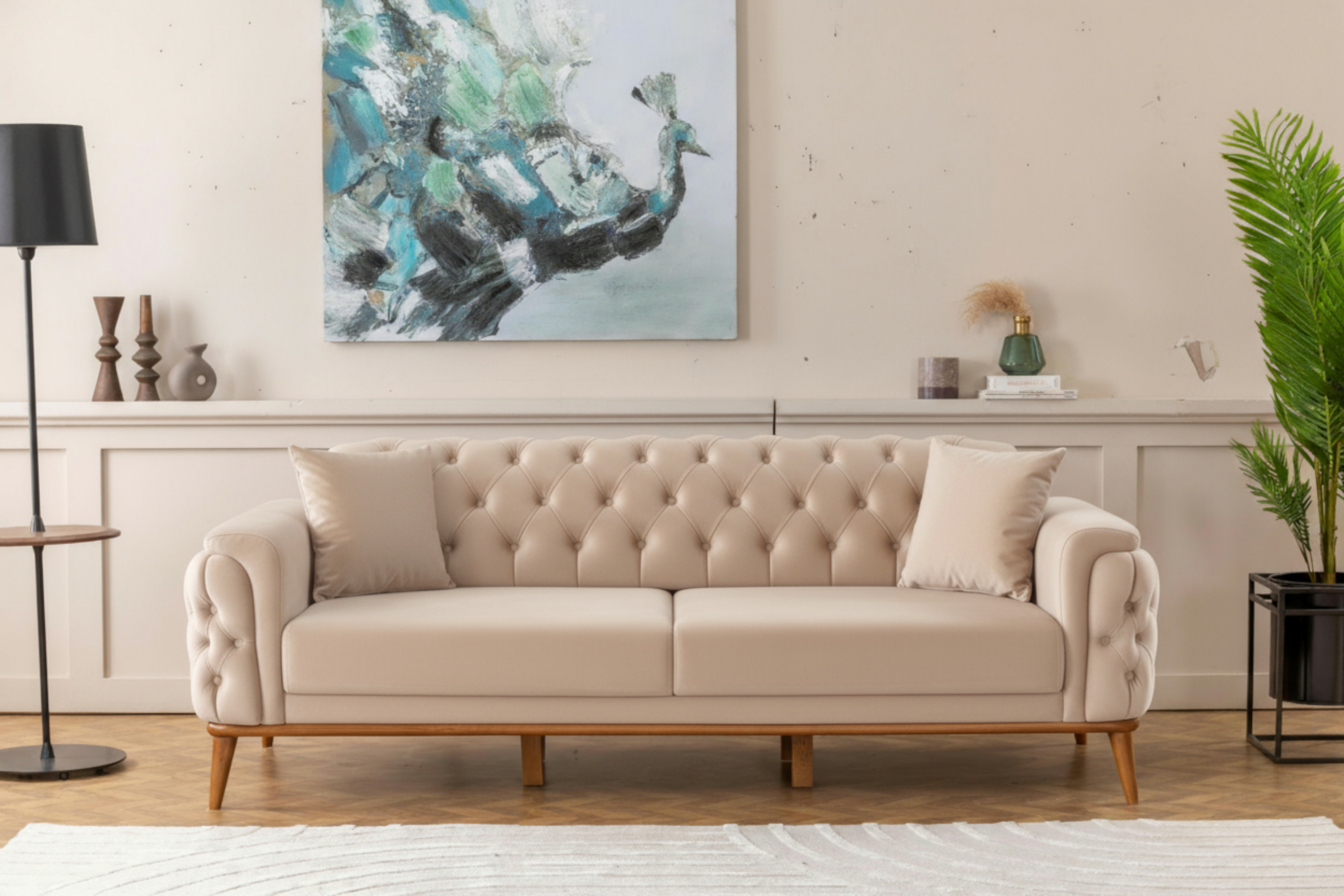 Efes 2'li Koltuk (Ahşap Ayak)