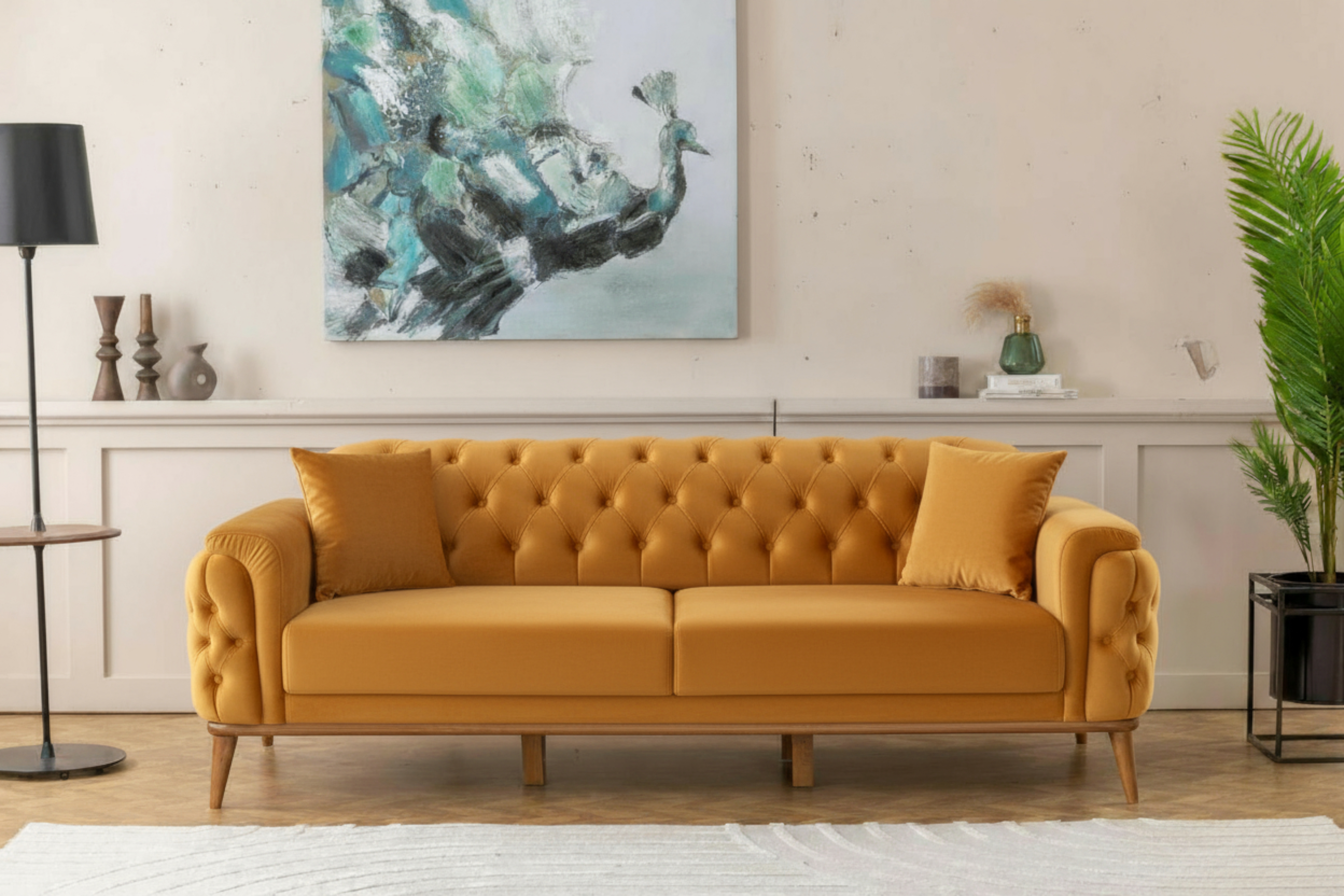 Efes 2'li Koltuk (Ahşap Ayak)