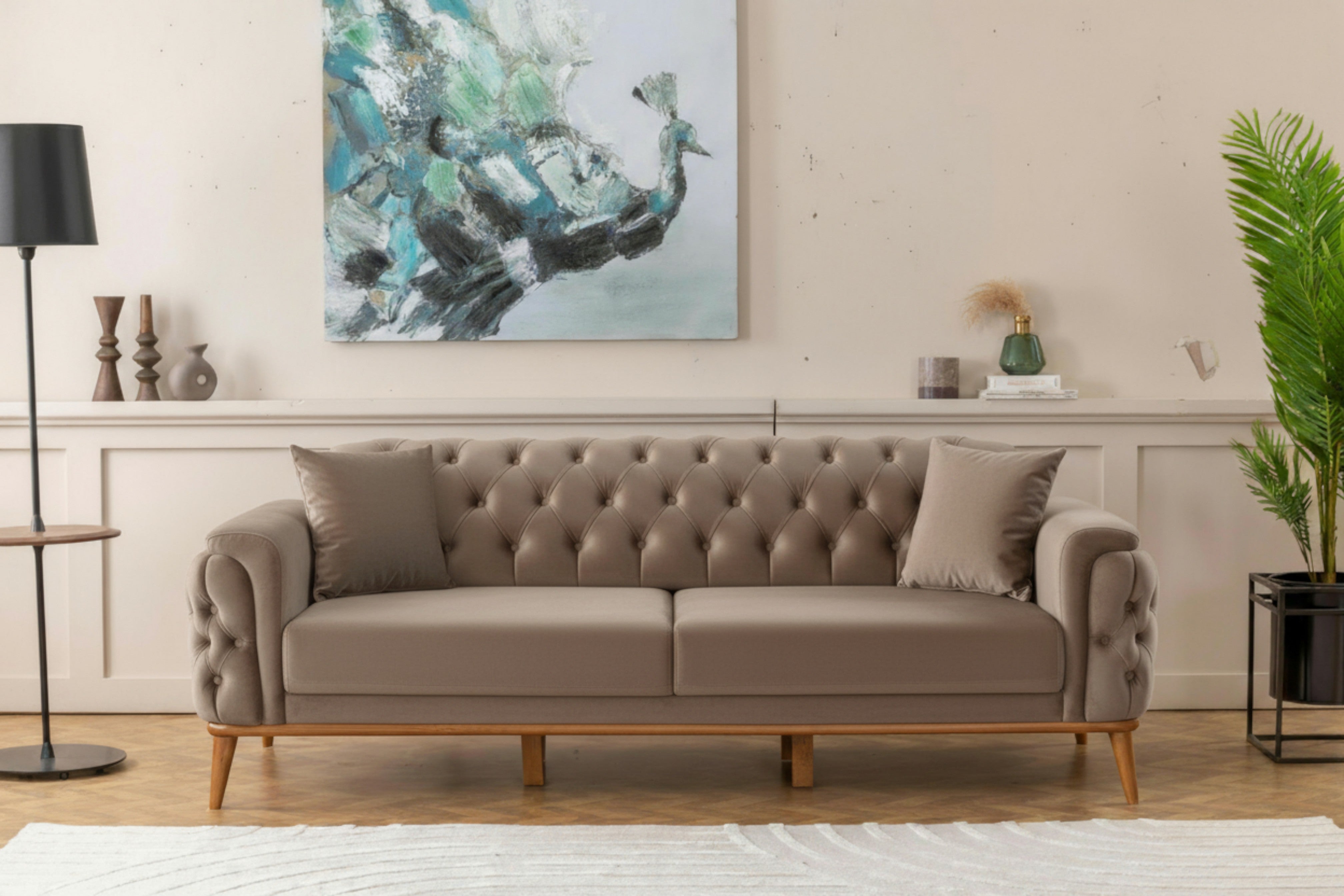 Efes 2'li Koltuk (Ahşap Ayak)