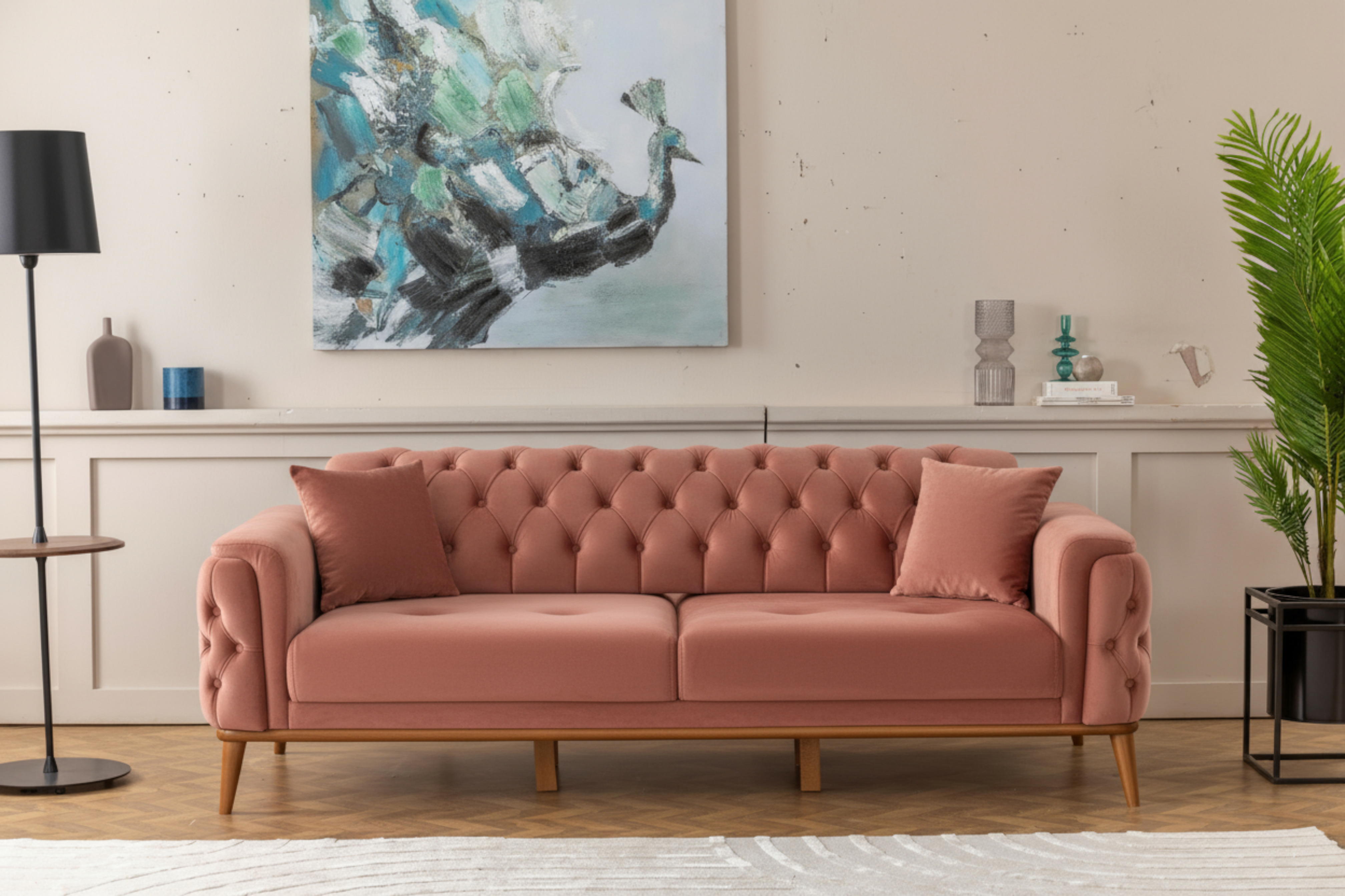 Efes 2'li Koltuk (Ahşap Ayak)