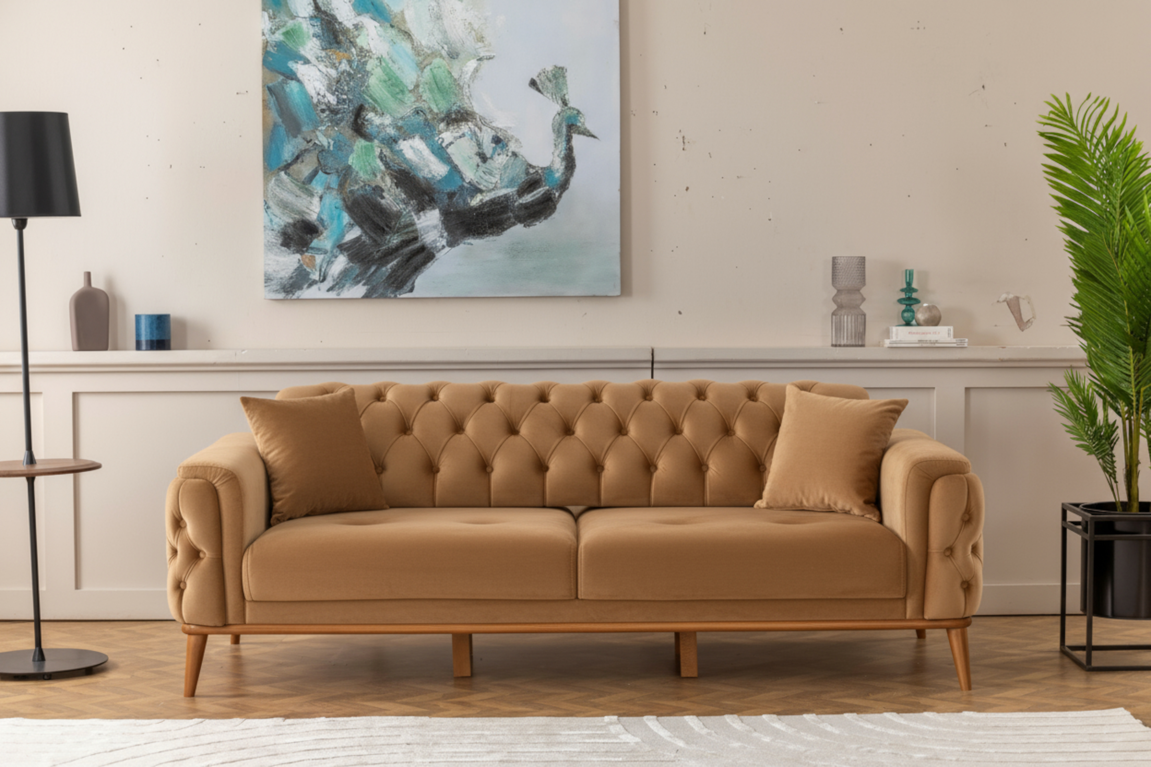 Efes 2'li Koltuk (Ahşap Ayak)